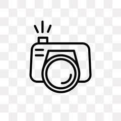 camera with flash icon on transparent background. Modern icons vector illustration. Trendy camera with flash icons