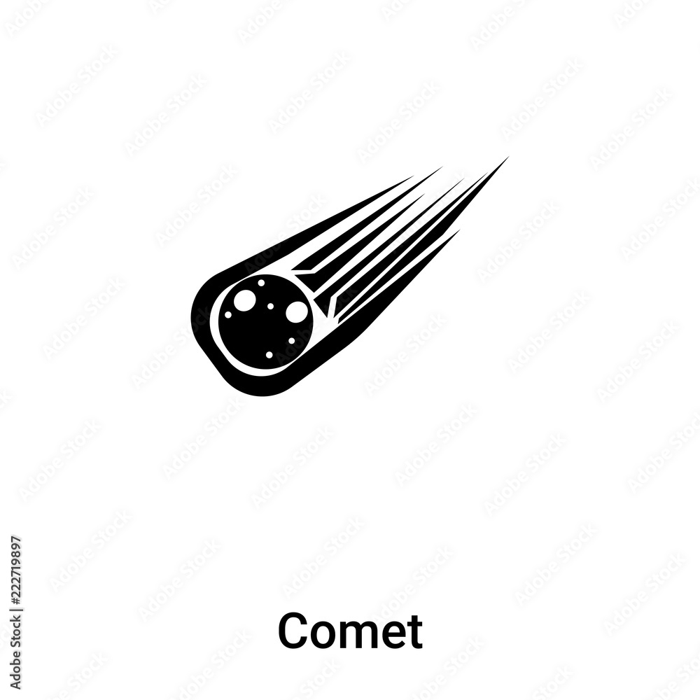 Comet icon vector isolated on white background, logo concept of Comet sign on transparent background, black filled symbol - obrazy, fototapety, plakaty 