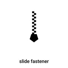 slide fastener icon vector isolated on white background, logo concept of slide fastener sign on transparent background, black filled symbol