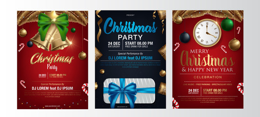 Wall Mural - vector illustration of happy new year 2019 and merry christmas brochure, flyer, party, holiday invit