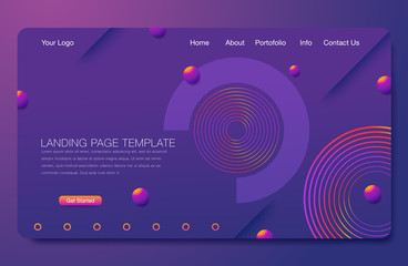 wavy background for landing concept. 3d abstract bubble shapes. landing page template