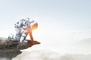 Wall Mural - astronaut starting to run. mixed media