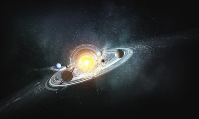 Wall Mural - System of planets . Mixed media