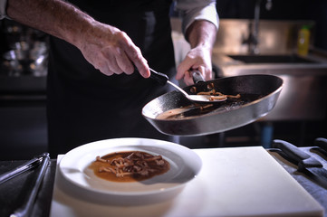 Chef preparing food, chef cooking, Chef decorating dish