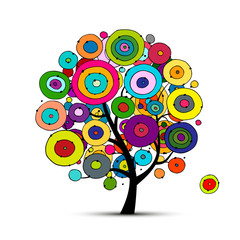 Poster - Abstract circles tree, sketch for your design