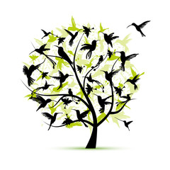 Poster - Hummingbird tree, sketch for your design