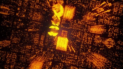 Leinwandbilder - Orange Construction Top View Particle Flickering Rotation Graphic Animation Background