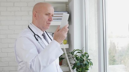 Wall Mural - Slow Motion with Doctor Making a Phone Call Using a Hospital Landline