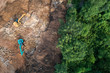 Deforestation aerial photo. Rainforest jungle in Borneo