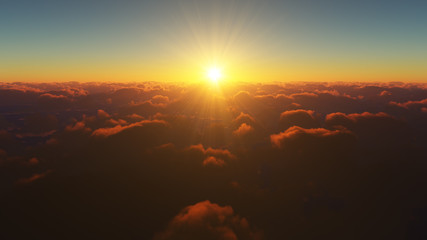 Wall Mural - amazing and realistic sunrise above the clouds