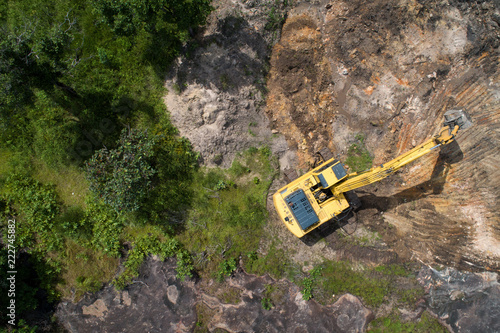 Fotomural Deforestation aerial photo. Rainforest jungle in Borneo