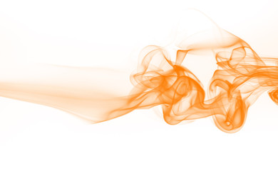 Orange smoke on white background