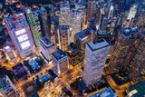 Fototapeta Nowy Jork - Top down of Hong Kong business office tower in the evening