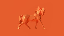 Orange Polygon Horse 3d Illustration 3d Rendering