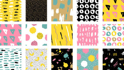 Canvas Print - Trendy vector seamless colorful pattern with brush strokes.Vector illustration