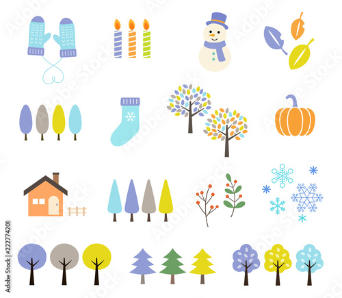 冬の風景イラストセット Stock Vector Adobe Stock 冬の風景イラストセット Stock Vector Adobe Stock