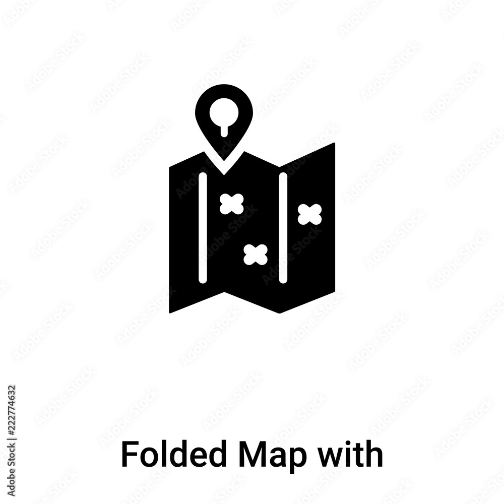 Folded Map with Placeholder icon vector isolated on white background ...