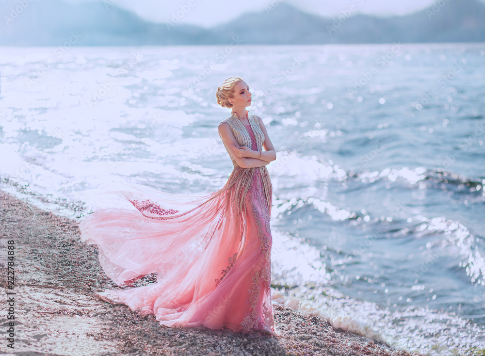 light pink dress for beach pictures A-Line Halter Backless Light Pink Chiffon Beach Wedding Dress TN253 US12 / Pink