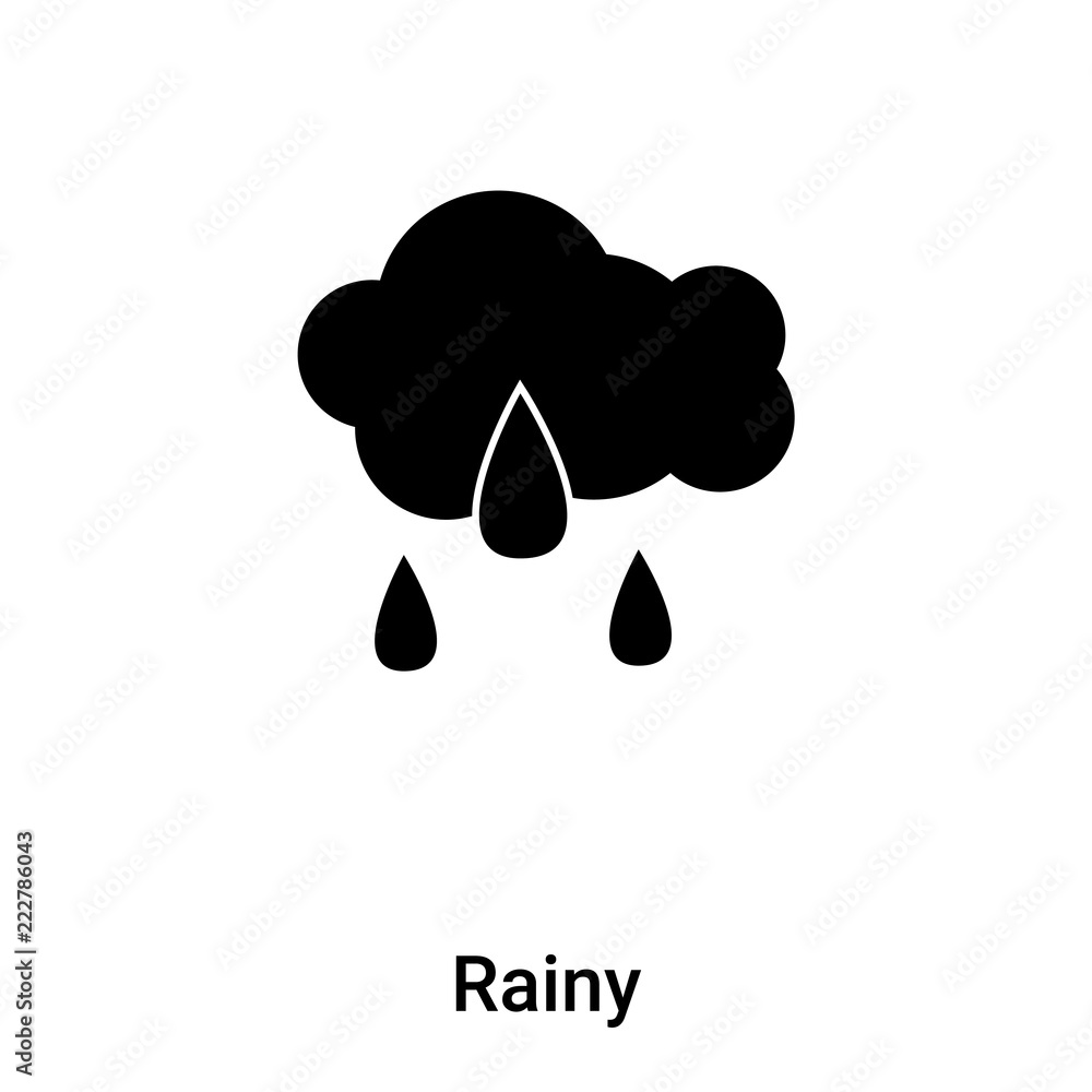 Rainy icon vector isolated on white background, logo concept of Rainy sign on transparent background, black filled symbol