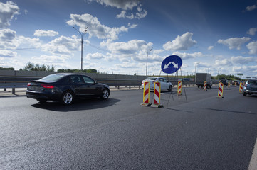 traffic on the road, road repairs