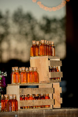Wall Mural - sweet honey jars in crates