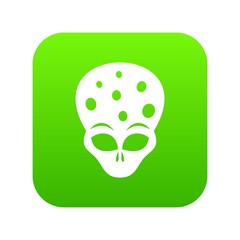 Sticker - Extraterrestrial alien head icon digital green for any design isolated on white vector illustration