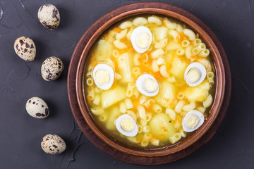 Wall Mural - Soup with quail eggs