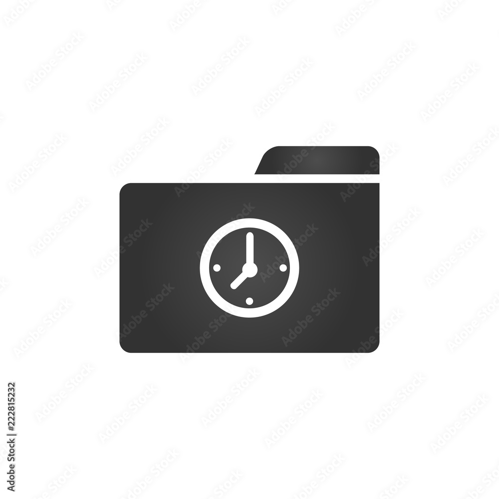 Folder Icon with clock icon in trendy flat style isolated on white ...