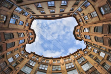 Ancient Hight Courtyards Sky Round St. Petersburg
