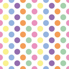 Wall Mural - seamless background of pastel colored polka dots on white