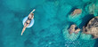 © biletskiyevgeniy.com - Aerial view at the girl on sea. Turquoise water from air as a background from air. Natural seascape at the summer time. Seascape from drone