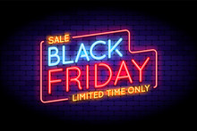 Black Friday Sale Illustration In Neon Style.