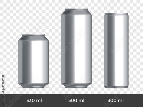 Cuadros en Lienzo 3D can mockup. Vector aluminium beer or soda can blank template