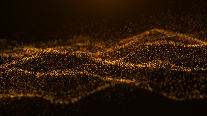 Fototapete - Wave of particles. Abstract particle. Data visualization. Abstract digital background. 4k rendering.