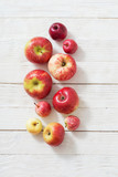 Fototapeta Mapy - apples on wooden white background