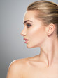 Profile face of  young  woman, skin care treatment.