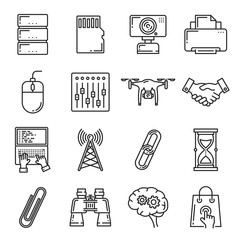 Fototapete - Network technology digital devices icons