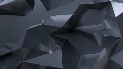 Wall Mural - 3d render black low poly graphite crystal abstract background. Seamlessly looping. Morphing 2k motion graphic videos