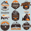 Outdoor expedition typography. Adventure t-shirt print set