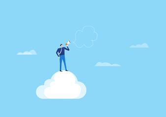 Sticker - cloud technology for online business concept with businessman stand on cloud concept and