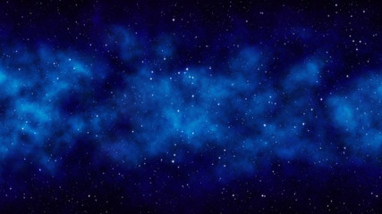 night starry sky, blue space background with bright stars, nebula