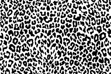 Leopard seamless pattern. White and black. Animal print. Vector background.