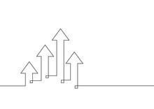 Continuous Line Drawing Of Growth Arrows. Business Concept. Vector Illustration