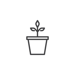 Plant in a pot outline icon. linear style sign for mobile concept and web design. Potted plant simple line vector icon. Symbol, logo illustration. Pixel perfect vector graphics