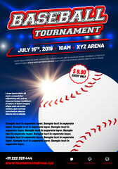 Wall Mural - Baseball tournament poster template with shiny ball