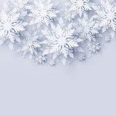 Wall Mural - vector merry christmas and happy new year background with realistic looking paper cut snowflakes. se