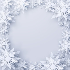 Wall Mural - vector merry christmas and happy new year greeting card design with white realistic 3d layered paper