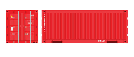 Red Shipping Cargo Container for Logistics and Transportation. Flat color Vector Illustration