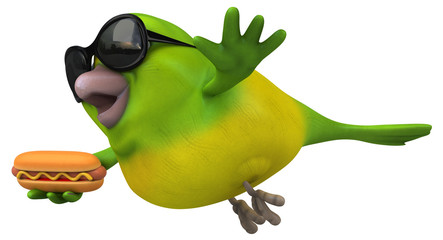 Fun green bird - 3D Illustration