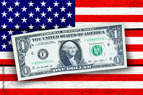 5 September 2018 Bangkok Thailand People Prepare Us Dollar Money On 5 September 2018 Bangkok Thailand People Prepare Us Dollar Money On Flag Of Usa Design Wooden Background In Concept International Trade